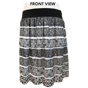 White House Black Market Ornate Black and White Mini Skirt